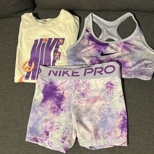 Nike Pro Dri-Fit short, tank top, and shirt set Size M Kids